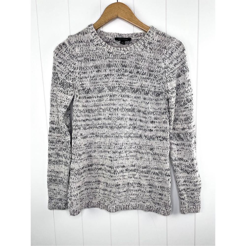 Ann Taylor Wool Blend Black and White Knit Sweater Size S